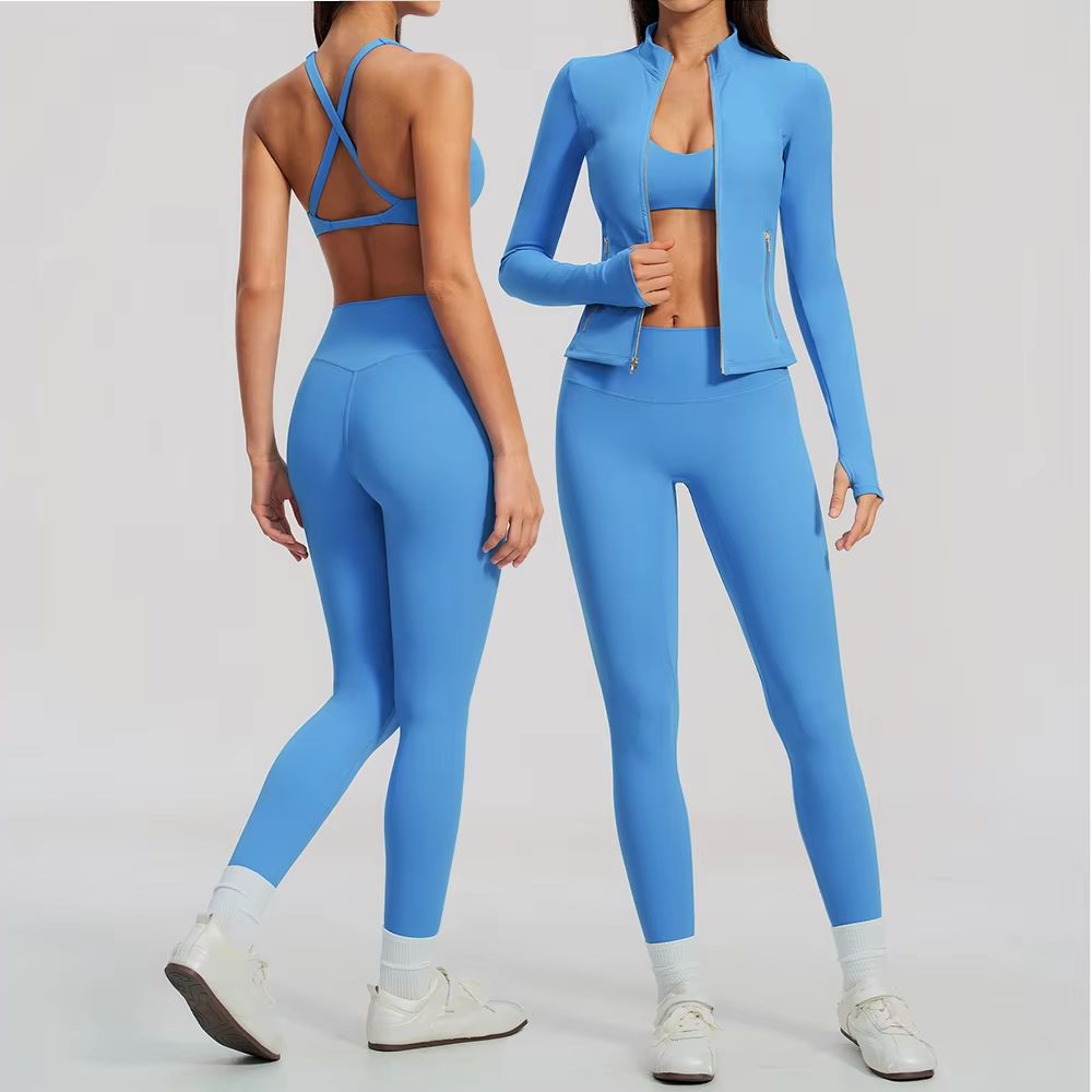 Crossfit Equipment - Dames 2/3-delige yogaset met rits, duimgaten